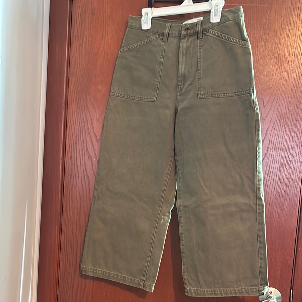 Olive Green Wide-Leg Pants